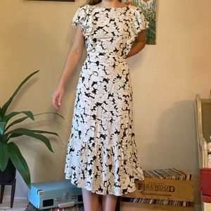 NWT Chaps Black and white floral dress